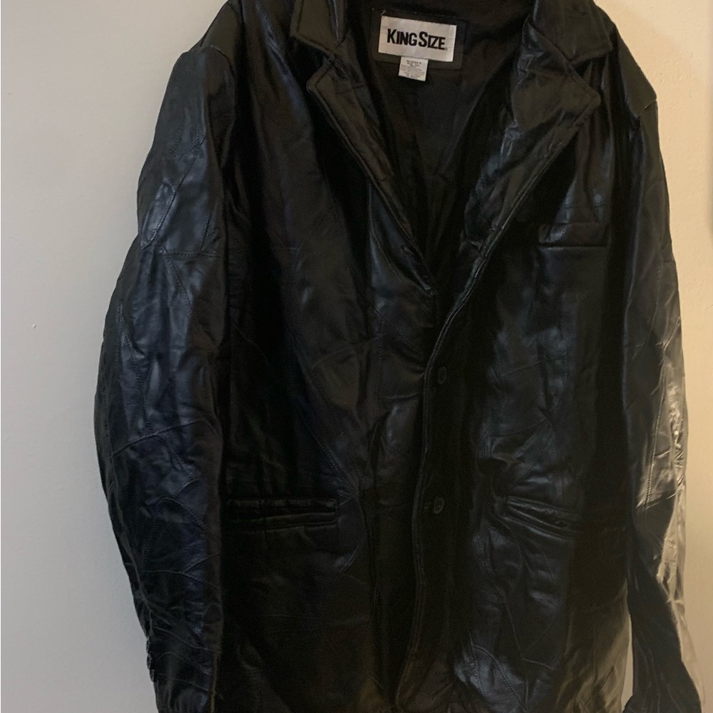 King Size Black Leather Jacket - image 3